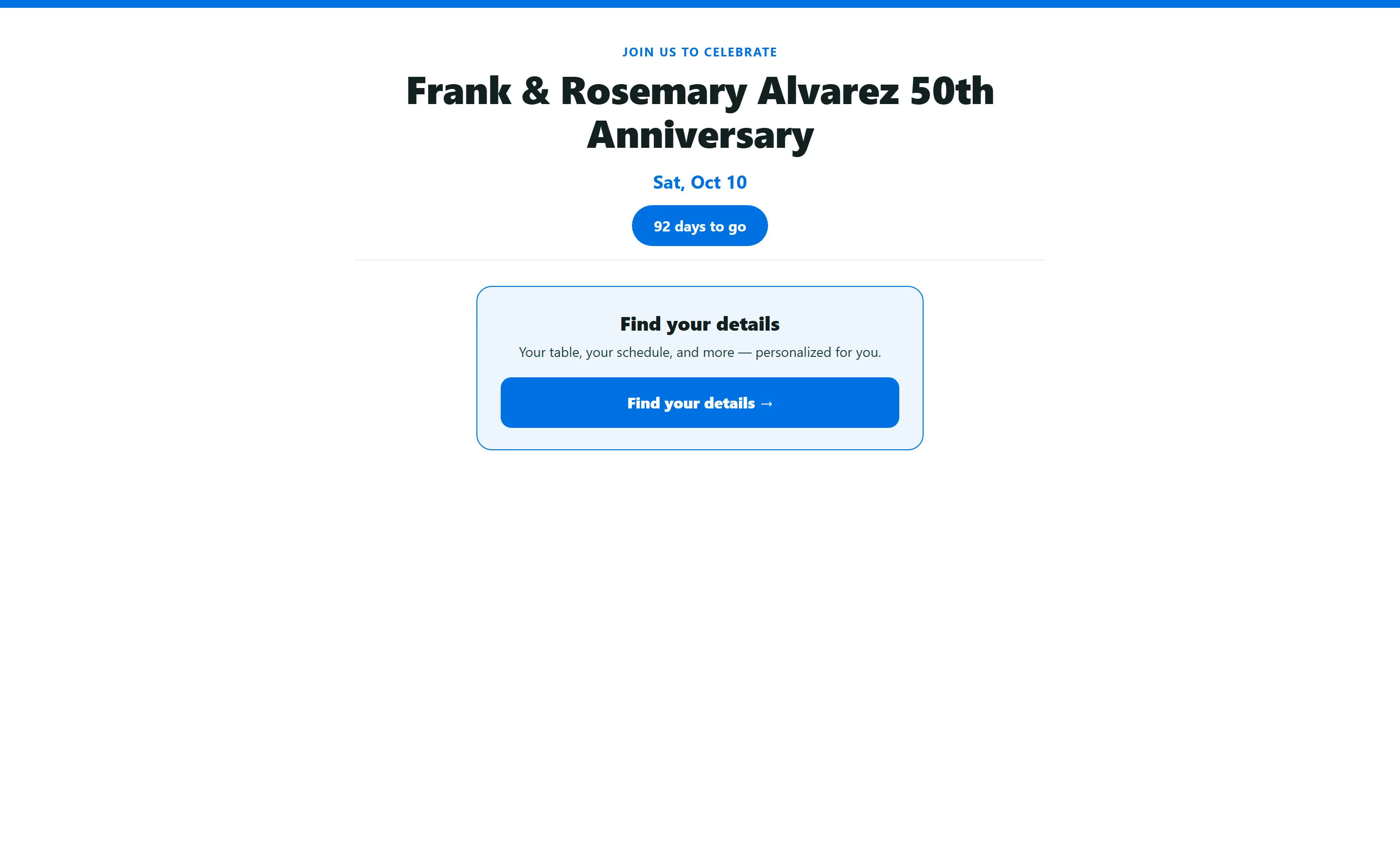 Anniversary party page every generation can open