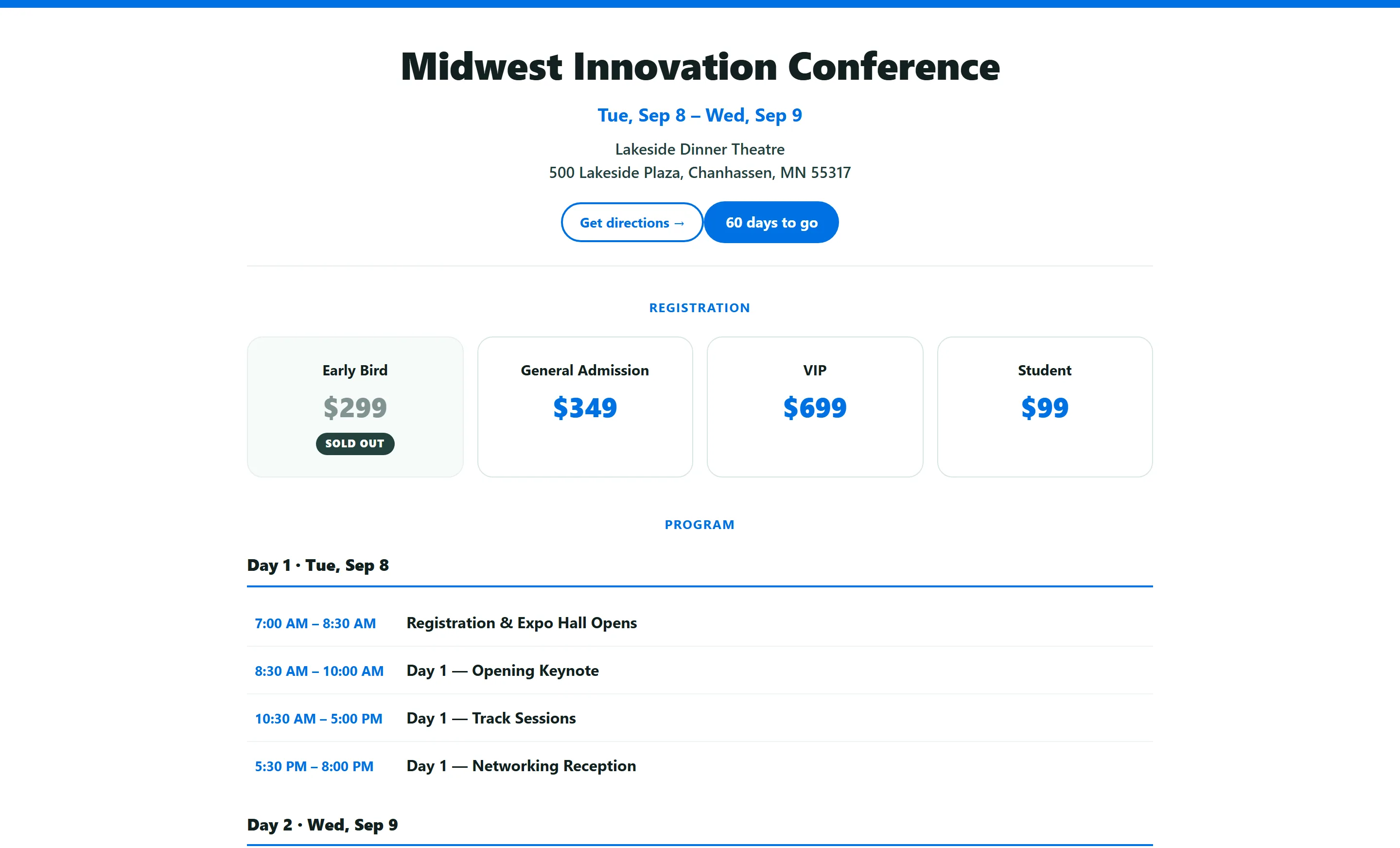 Public conference program site attendees open