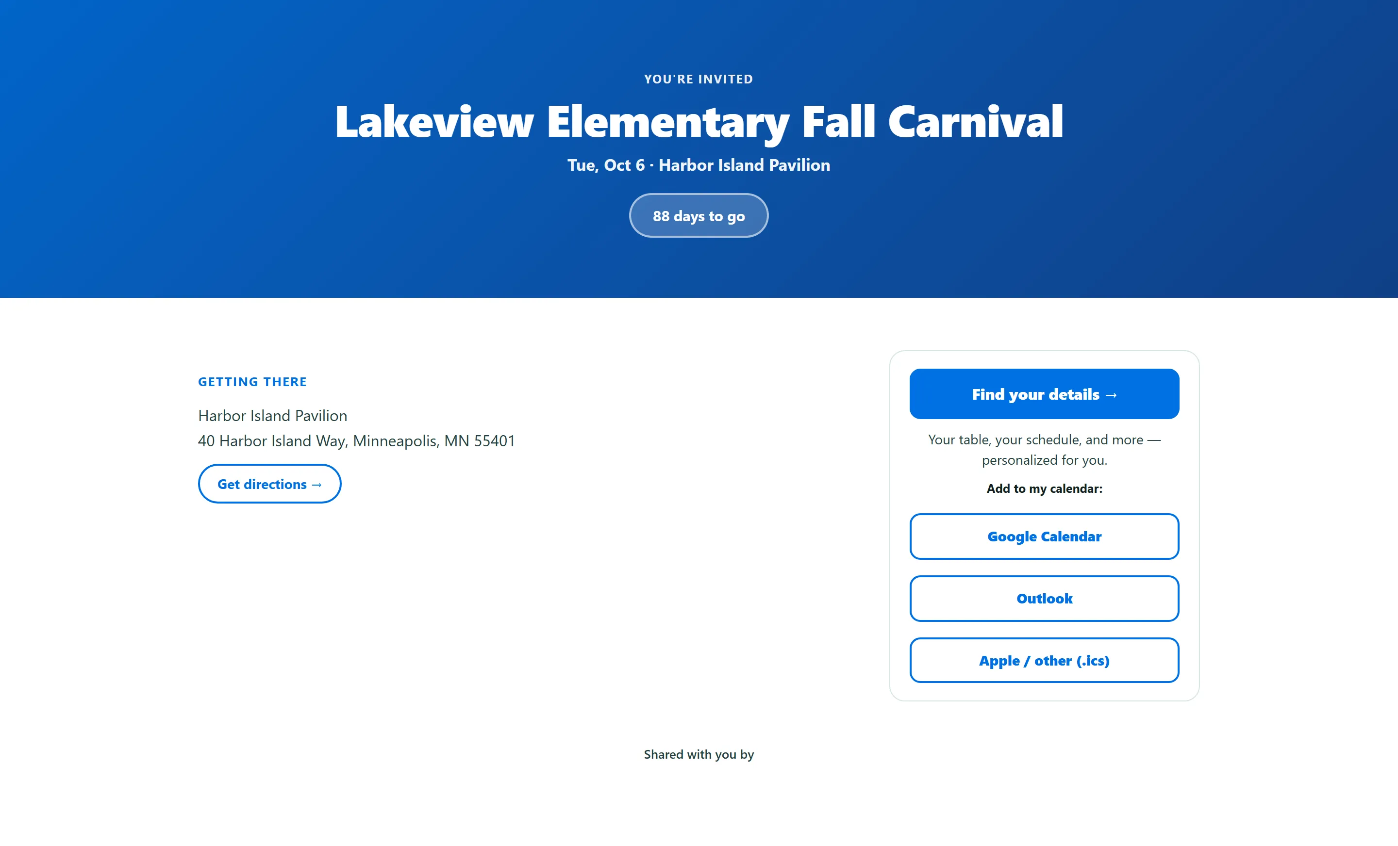 Fall carnival event page families open